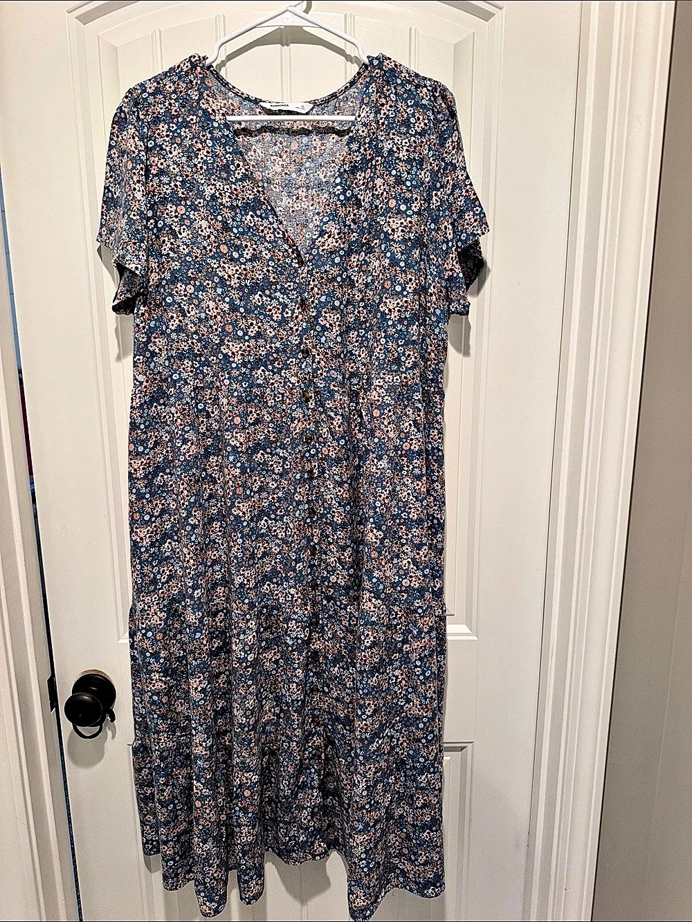 Sonoma Floral Midi Dress in Blue & Orange Size XL
